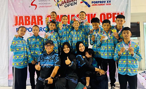 Senam Aerobic Gimnastik Lampung, Raih 9 Medali DI Jabar Gimnastik Open 2025